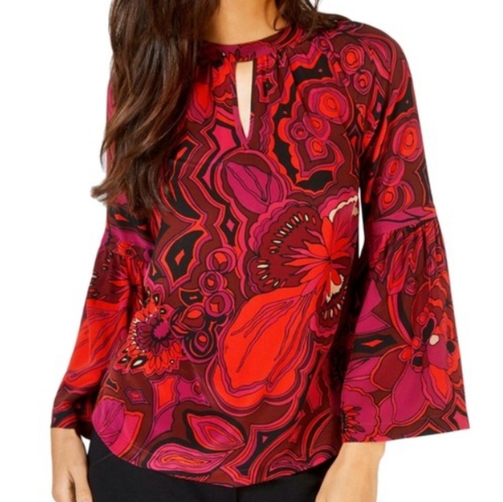 TRINA TURK Floral Brinley Silk Blouse Sz S